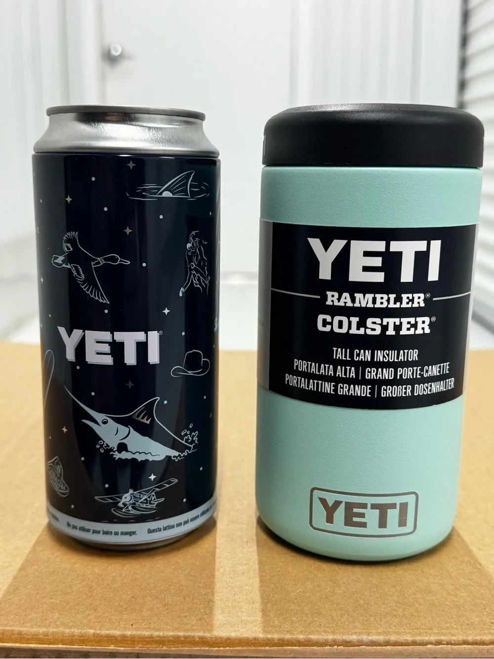 Yeti Rambler Colster Tall Can Insulator - Seafoam Green with Black Lid